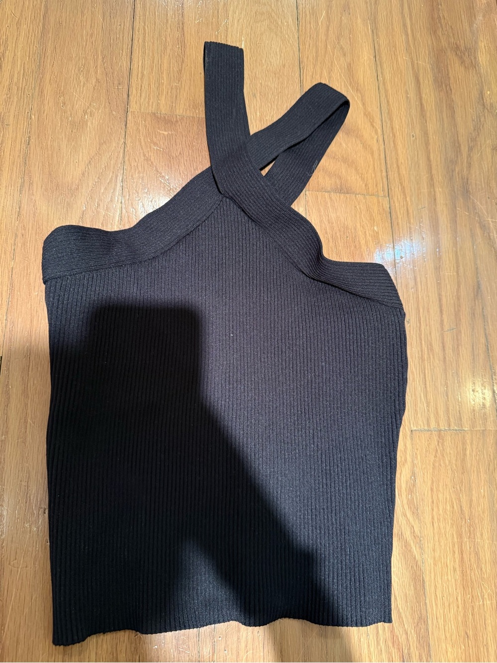 Forever 21 Black Ribbed Cross-Strap Crop Tank